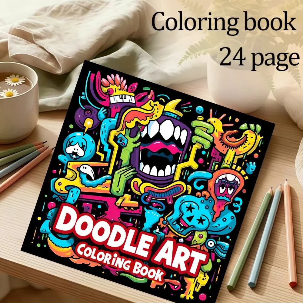 Graffiti Theme Coloring Book, 24 Bold Stress-Relieving Designs, Patterns, 7.9in X 7.9in Size, Thick Paper, Perfect Gift for Friends and Family