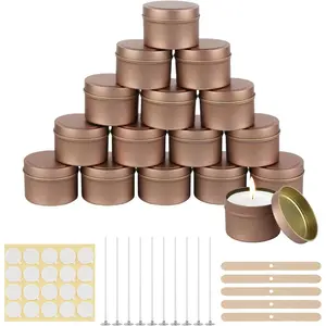 Set Of 31 Candle-Making Kit, Includes 15 Candle Jars, 5 Wooden Sticks, 10 Wicks, 1 Label Sticker, 120ml Round Tinplate Candle Containers With Lids For Candle Making, Jewelry Cosmetics Containers