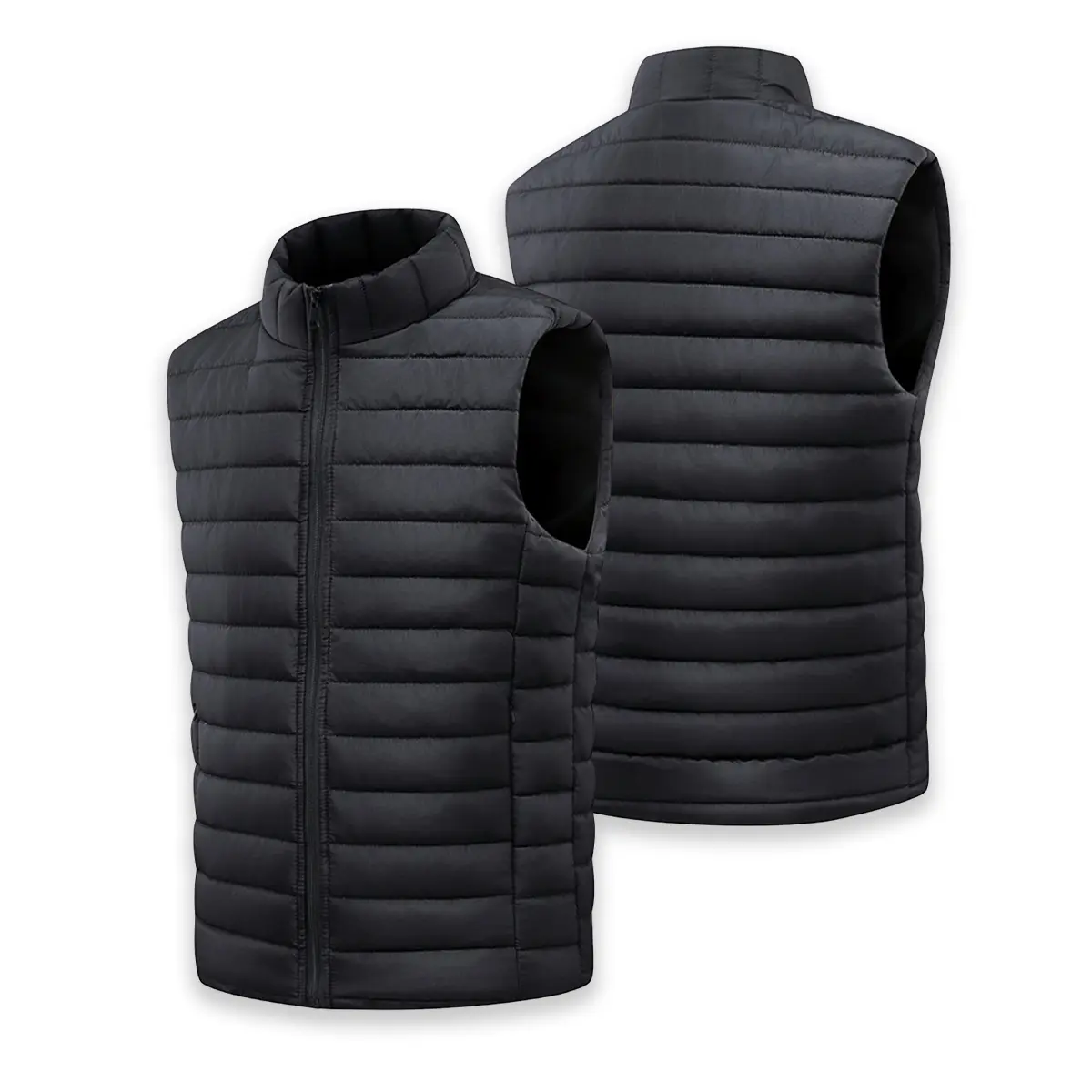 Men's stand up collar lightweight padding, zipper style sleeveless thermal outerwear, solid color windproof side pocket quilted vest, autumn and winter lightweight thermal sleeveless jacket, ideal choice for hiking, driving, daily walking, outdoor activit