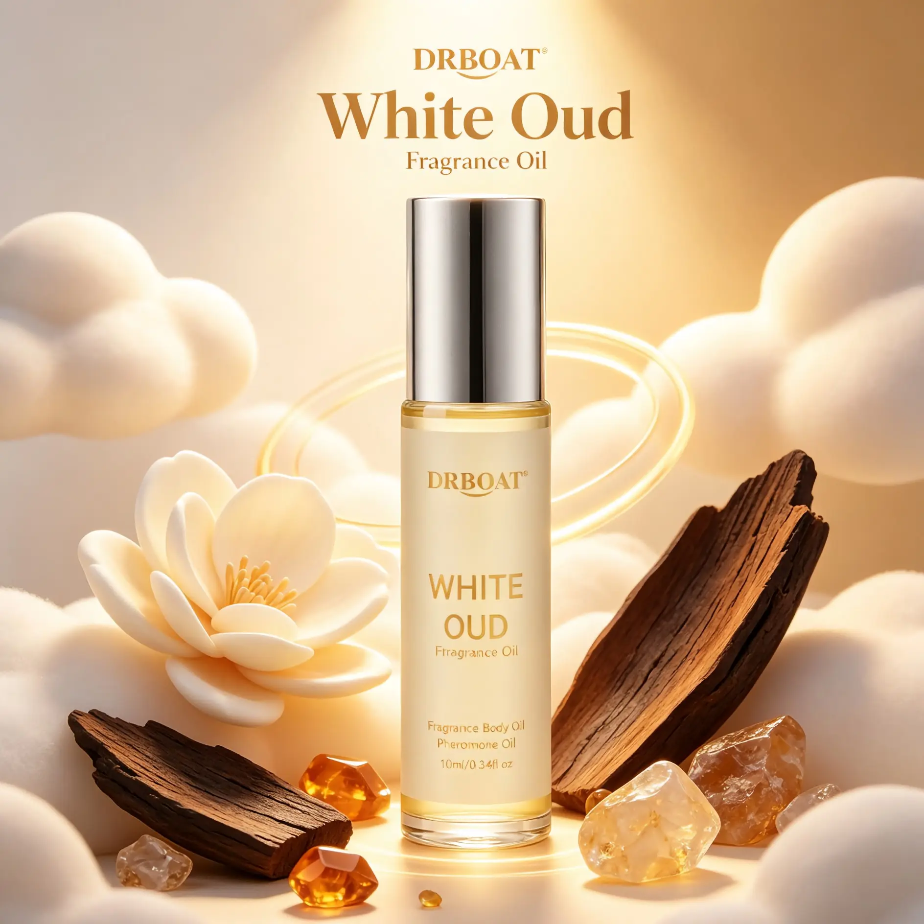 White Oud Pheromone Oil - 10ml Long Lasting Enchanting Fragrance Dating Roll On Subtle Perfume Oil, Original White Musk Oud Eau de Toilette, Dating Fragrance Oil Traveling or Home Bathroom Use.