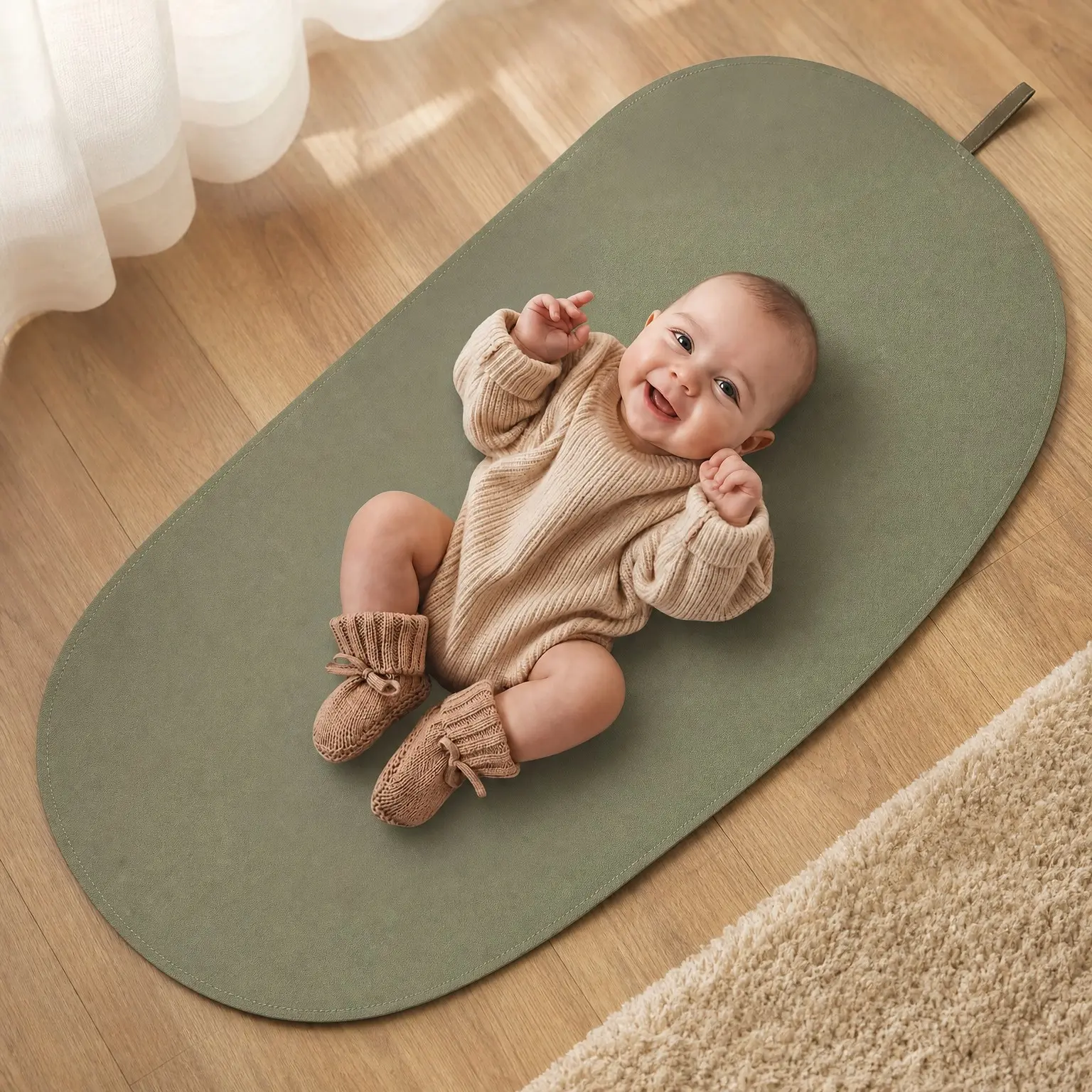 Vegan Leather Baby Diaper Changing Pad - Soft, Easy to Wipe, Lightweight & Foldable for Travel or Home Use, Fits Any Diaper Bag(Gift)