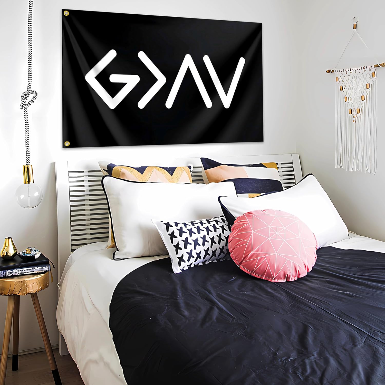 God Is Greater Than The Highs And Lows Flag 3x5 Ft Christian Jesus American Religious Flag Polyester Double Sided Bible Verse Flags for Outdoor Bedroom Room Yard Sign Banner