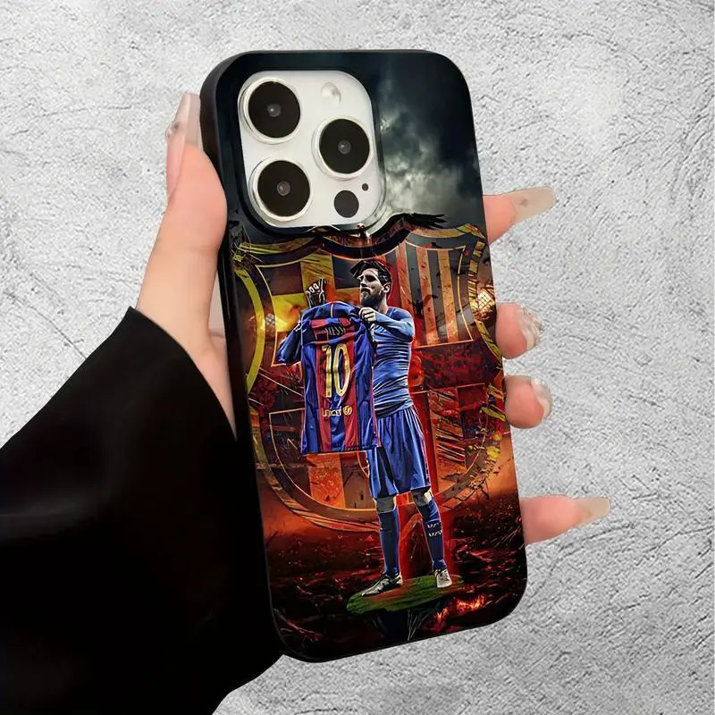 Messi Soccer Jersey Creative Print Large-Hole Frosted Plastic Smartphone Case - Protective, Fashionable Handheld Device Accessory, Protector for iPhone 11/12/13/14/15/16/16E/16PRO Series