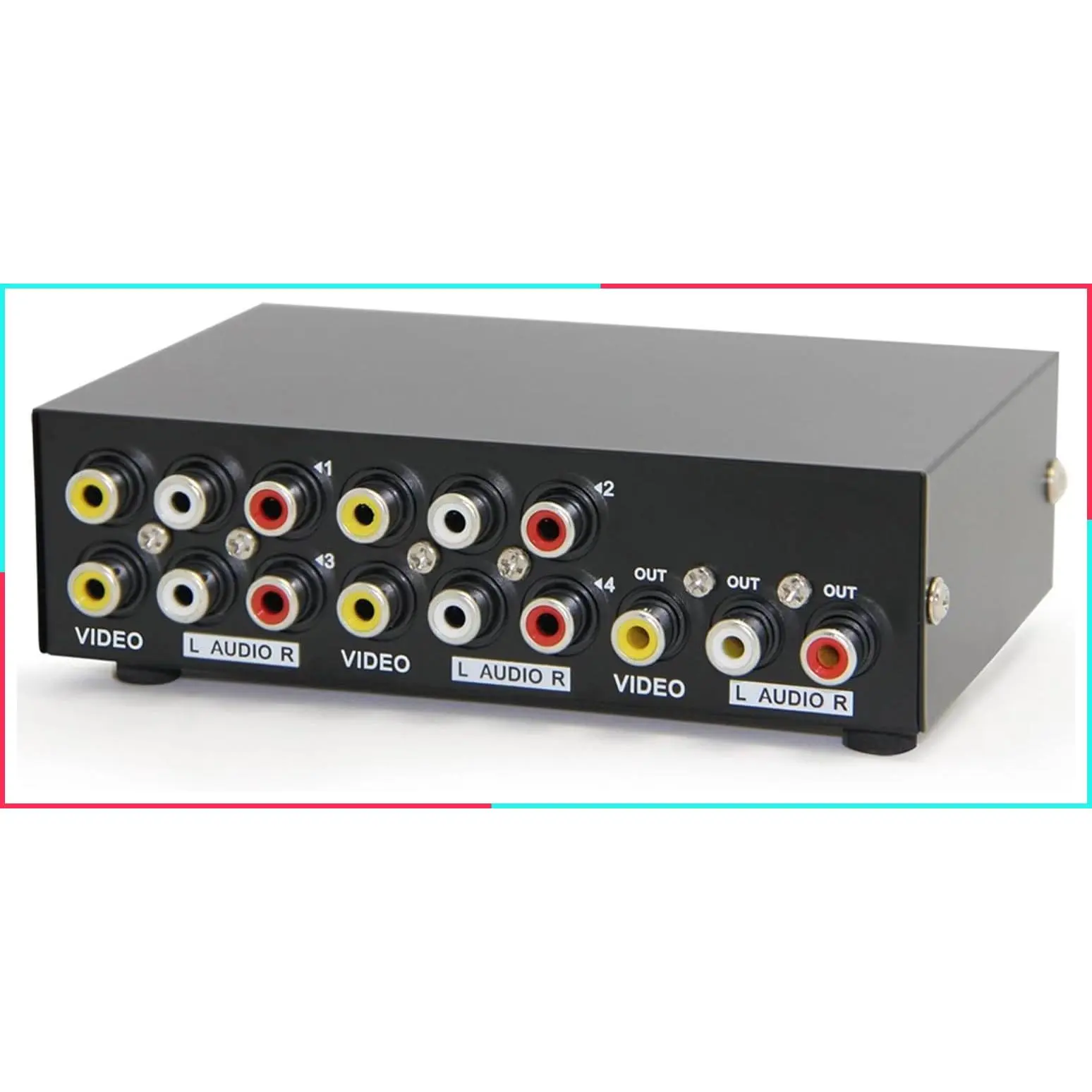 4-Way AV Switch RCA Switcher 4 in 1 Out Composite Video L/R Stereo Audio Selector Box for DVD STB Game Consoles