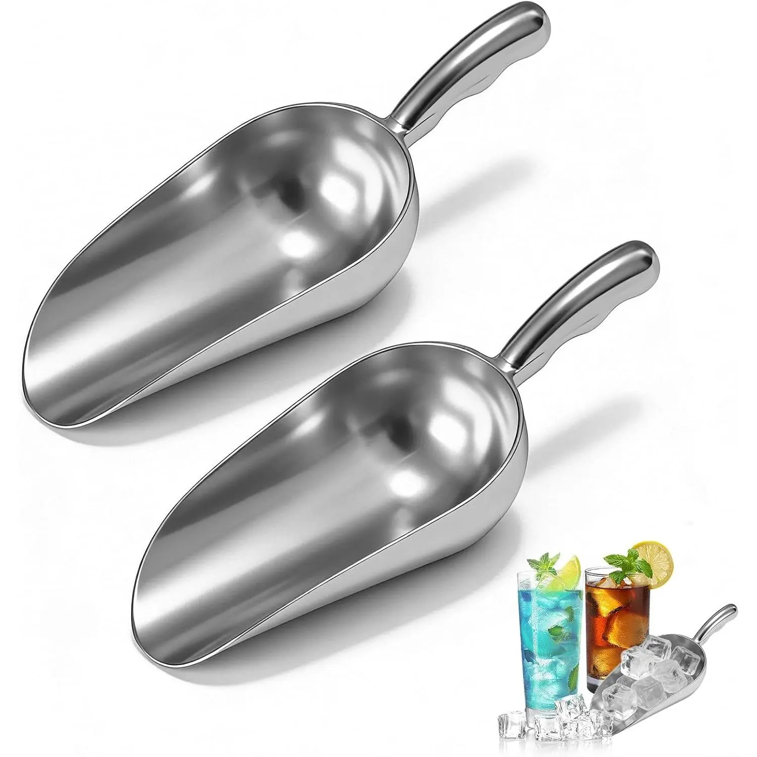 Pack of 2 Cast  Scoops,12 Oz. (Ounce) Dry Goods Scoop for Feed | Ice Scoops for , Coffee Bean, , Candy, Flour, Dry Goods,,Buffet,Wedding By