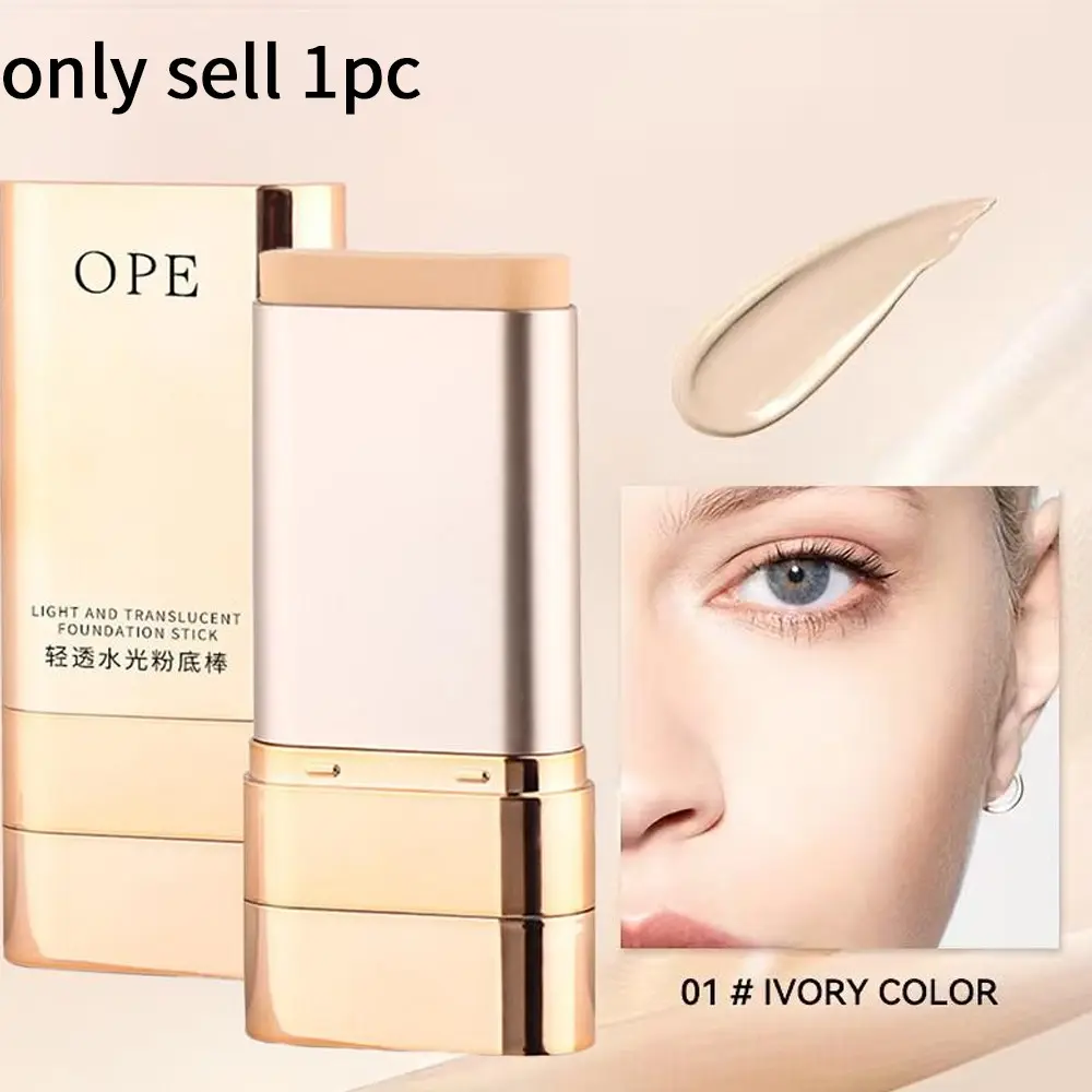 Waterproof Foundation Stick With  Brush For Office Daily Use, Anti Oil Breakdown, Sheer Light Texture, Create Soft-Feature Natural Dewy Base