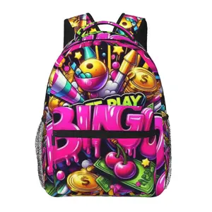 Anime Bingo Game2 Printed Backpack, Cute School bag for Girls Boys Teens, Cartoon Backpacks Kawaii Kids Lightweight backpack with adjustable straps Bookbag, Travel, School, College, Work, Backpack, Daily Use