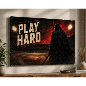 "Play Hard" Gothic Devil Canvas Wall Art, Bold Red Black Motivational Print, Edgy Dark Aesthetic, Living Room Bedroom Game Room Office Decor, Fearless Mindset Poster Gift,wall decor,poster.