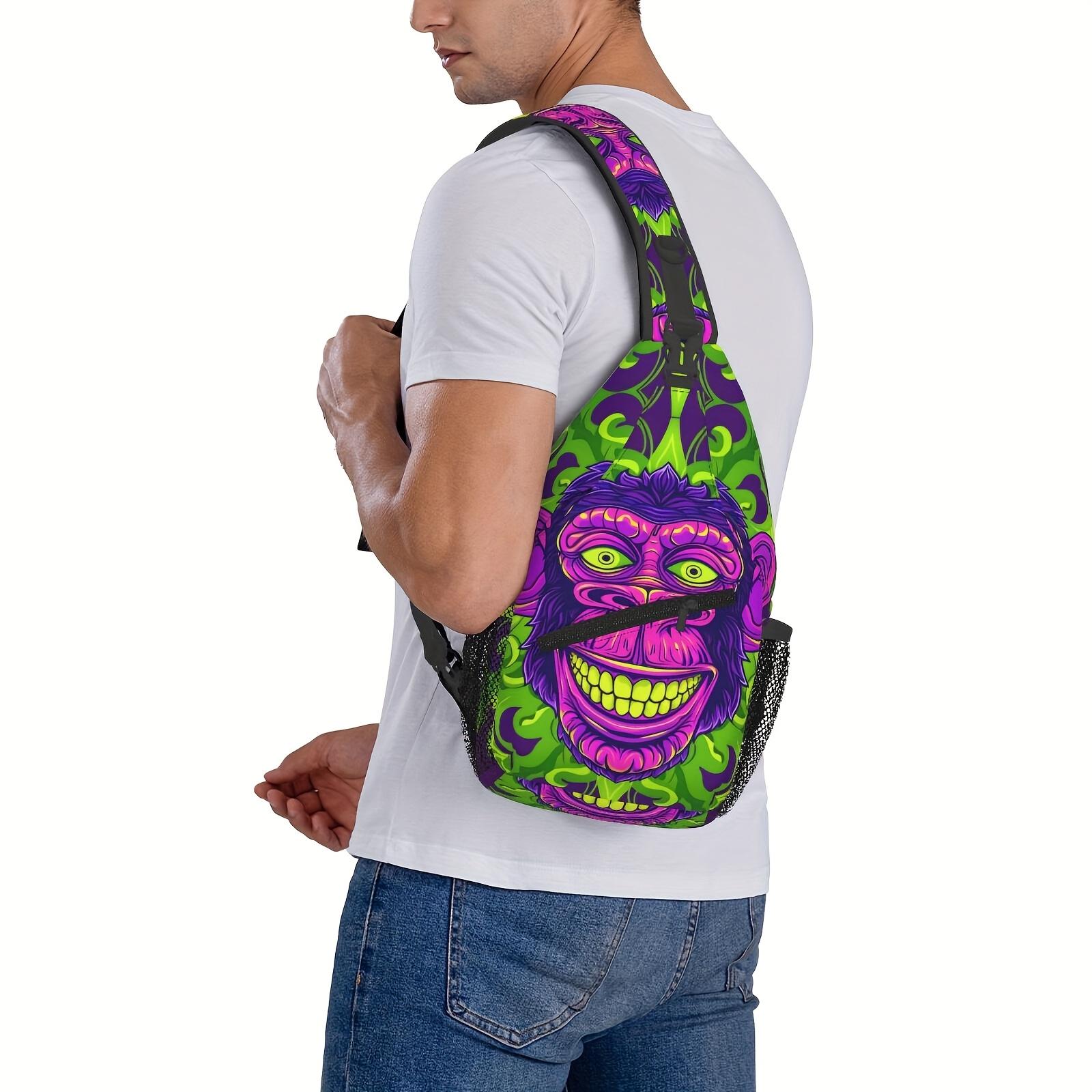 Crossbody Chest  Hiking Cartoon Colorful Gorilla Portrait Shoulder  Folding Large Capacity Fashion Durable Can Be Used For Shopping, Leisure Travel Beach  Fishing  Travel Accessories Must Have  For School Back Christmas Gifts bag backpack