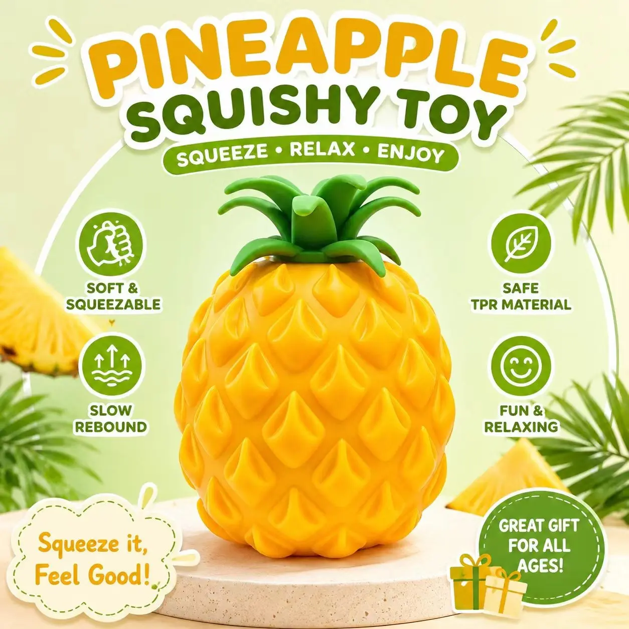 Large Pineapple Stress Relief Toy, Cute Healing Style, Soft Slow Rebound, Anxiety Relief, Unisex Relaxation Toy for Students and Young Adults