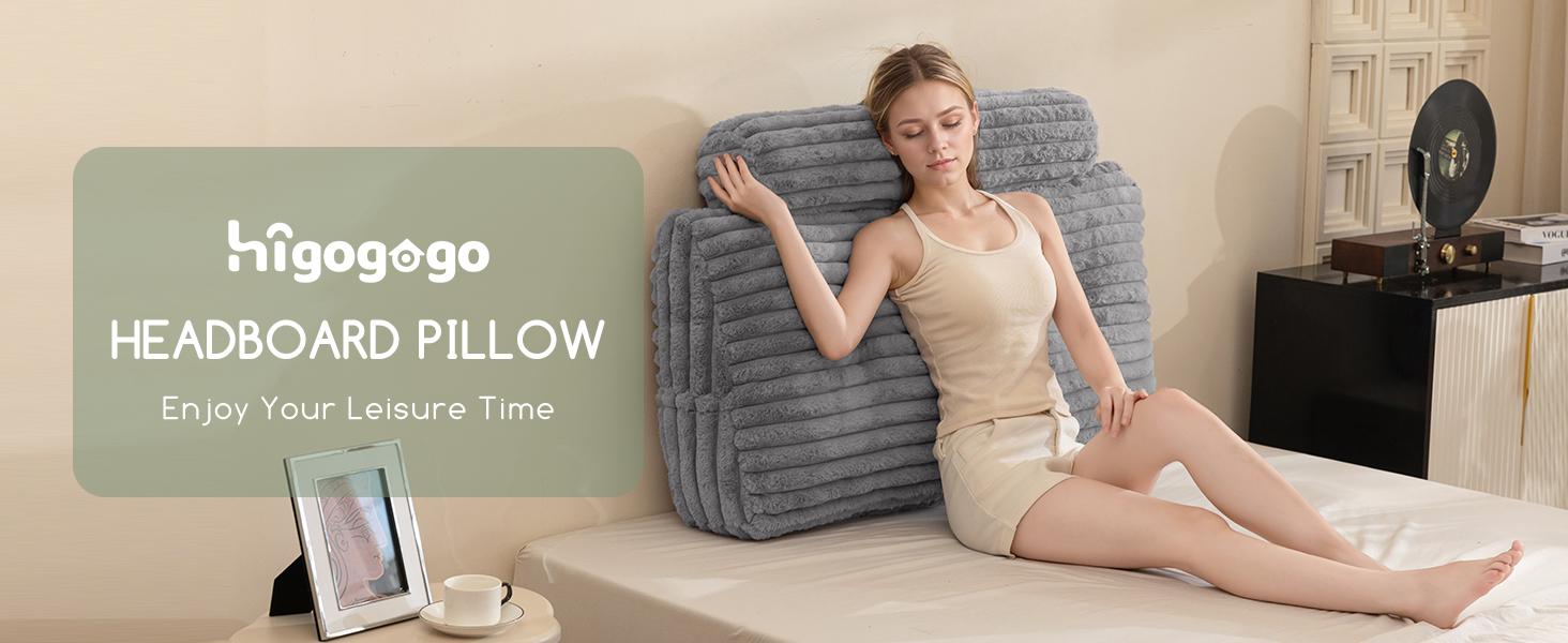 Triangular Headboard Wedge Pillow with a Cylindrical Pillow and Filling, Daybed Pillows for Sitting up, Reading or Working with Removable Cover,Twin 39.4"x19.7"