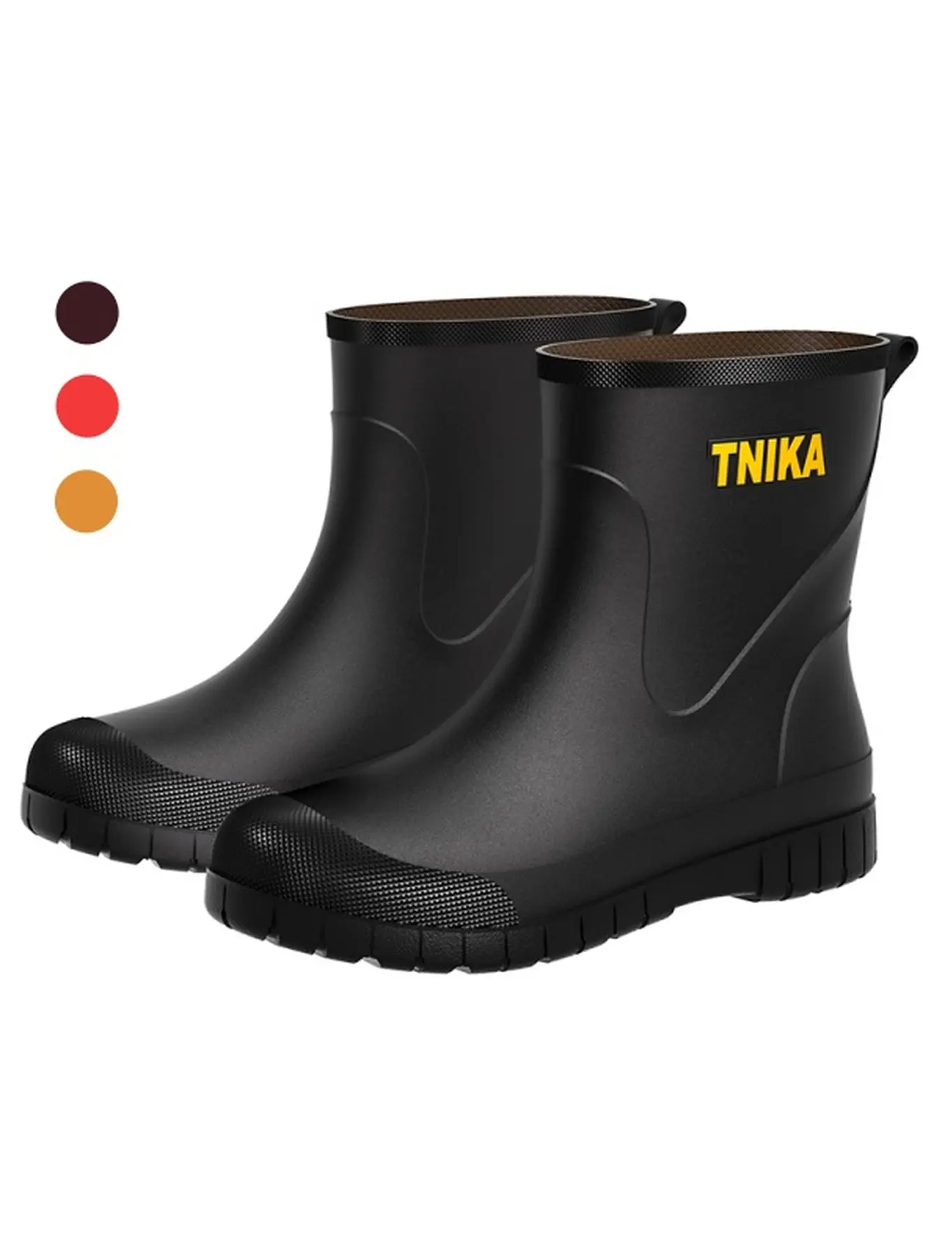 Men's Toe-cap Impact-resistant Mid-calf Rain Boots, Anti-slip Waterproof Thick Sole Footwear For Construction & Yard Work