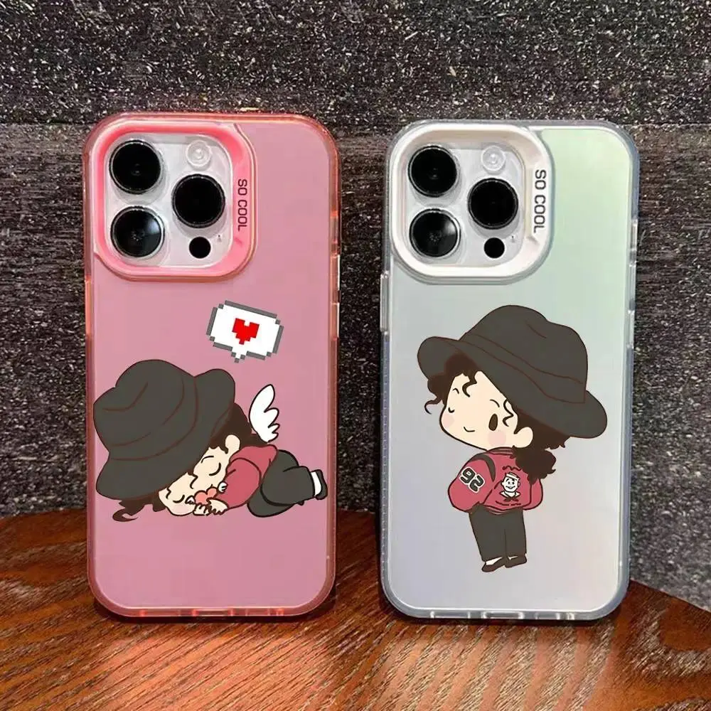 Cute Cartoon M-Michael J-Jackson Phone Case For iPhone 17 promax 17e 17 16 15 14 13 12 11 Mini Pro Max Air Anti-Fall Transparent shockproof protection TPU Soft silicone Back Cover For Fans Gift