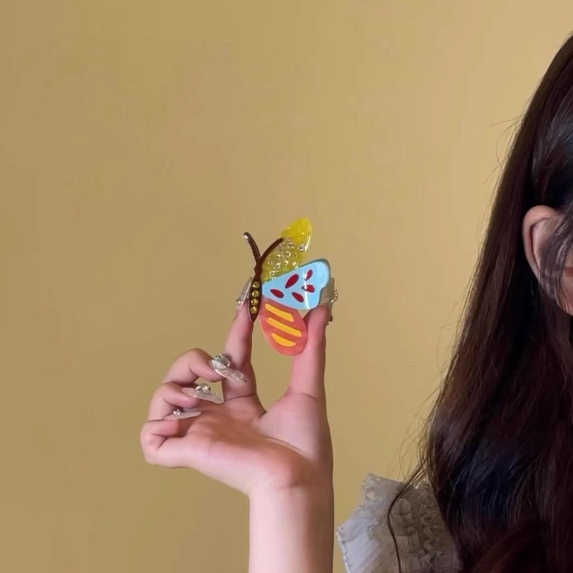 2 pcs New Butterfly Hair Clip Premium Acetate Updo Accessory |   Korean-Style Fashion Hair Clip for Women