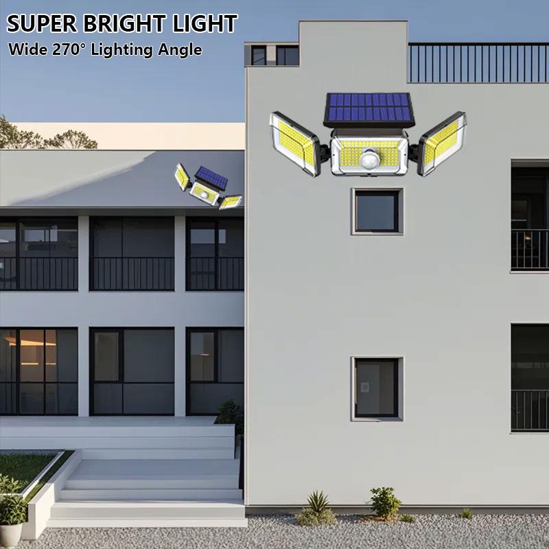 1/2-Pack High Brightness Solar Motion Sensor Lights Durable Waterproof IP65 Design for Outdoor Security & Landscape Lighting Enhancement with Remote Control and Adjustable Heads