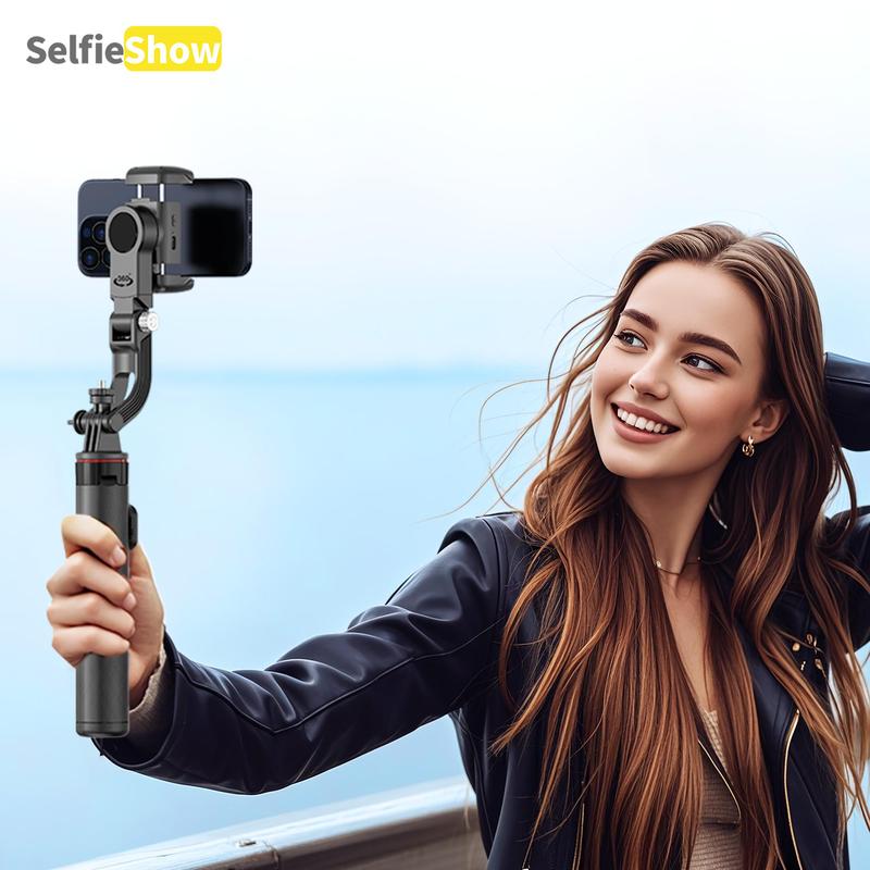 SELFIESHOW Multifunctional Stabilizer Tripod Selfie Stick, Face Tracking Selfie Stick with Remote Control, Camera Stand, Adjustable Selfie Accessories, Gimbal Stabilizer, Tripod Standing Photo, Black