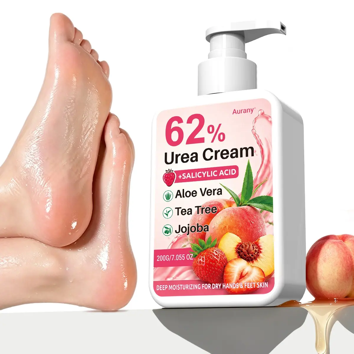 Urea Cream, Urea Based Foot Cream, Urea Cream For Hands ， Deep Moisturizing For Dry Hands & Feet ， Enriched With Aloe Vera, Tea Tree & Jojoba Oil ， Softens Rough, Cracked Skin， Non-Greasy, Fast-Absorbing， 200g For Daily Foot & Hand Care
