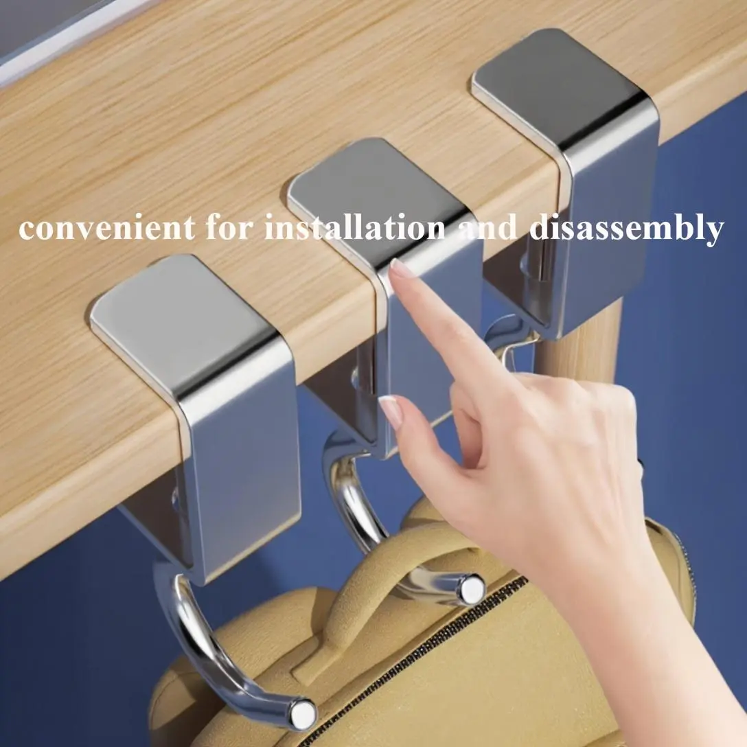 5pcs Set Backpack Body Bag Office Partition Card Slot Hook Desktop Hook Classroom Table Edge Multi-Functional Adjustable And Removable High Appearance Office Desktop Bag Hook