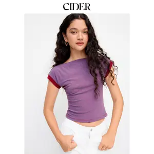 Cider Boat Neck Stripe Contrasting Binding Short Sleeve Tee SummerWins SummerFinds