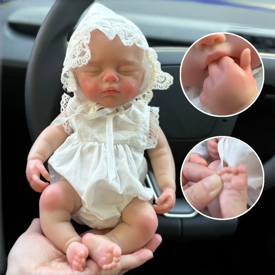 Otarddolls Open Mouth Design 12.2 Inches Full Body Silicone Girl Doll With Painted Bald 3D Painted Skin Realistic Silicone Texture Flexible Handcrafted Toys For Birthday Christmas Gifts