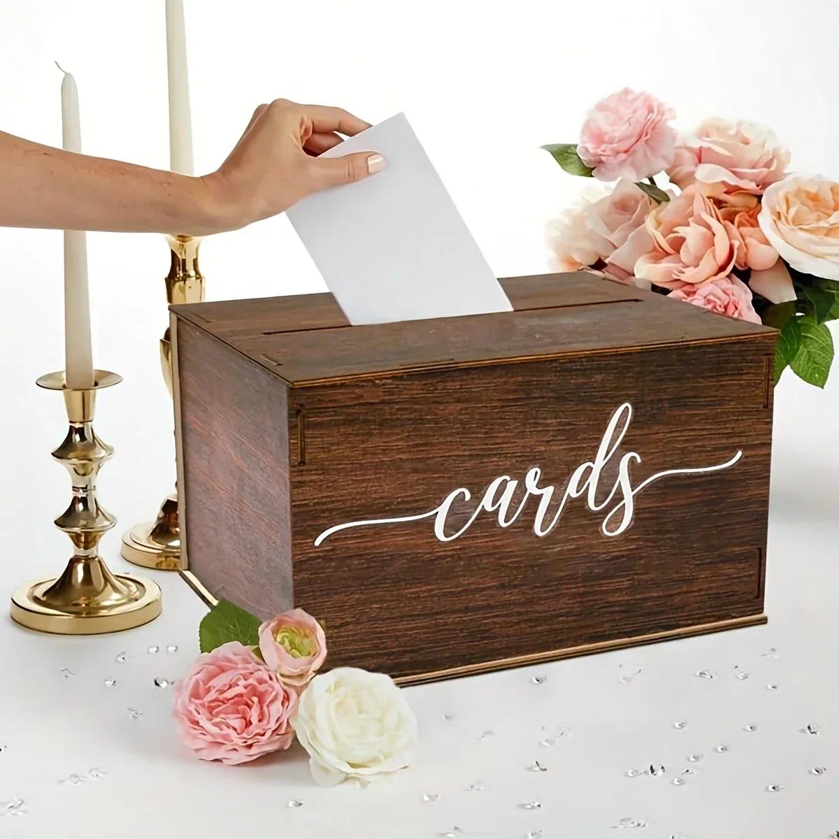 wedding card box, wooden party card box-for wedding banquet wedding invitation storage box wedding decoration ornaments, Valentine's Day, Mother's Day card storage, money box decoration
