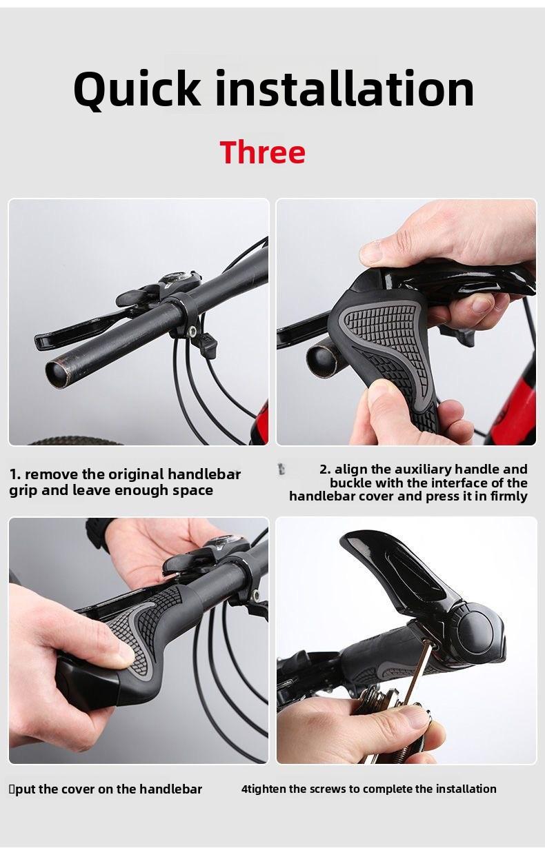 Bicycle Handlebar Covers Silicone Mountain Bike Auxiliary Handle Covers Comfortable Non-Slip Black Horn Boxed with Tools