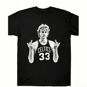 Larry Bird Retro 90s T-Shirt Black Shirt Men's Shirts Vintage Men's Clothing