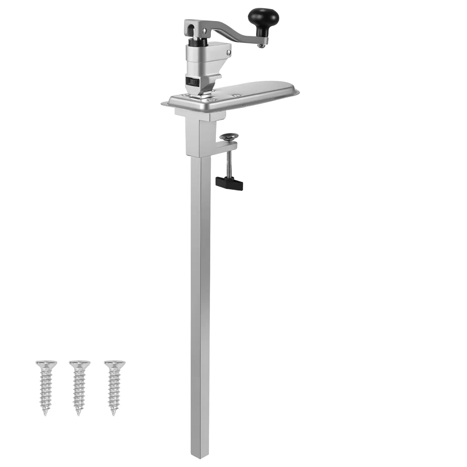 Commercial Stainless Steel Can Opener - 40cm Height Adjustable, Fixed Mount with Screws & Table Clamp, Quick Opening for Restaurant & Hotel