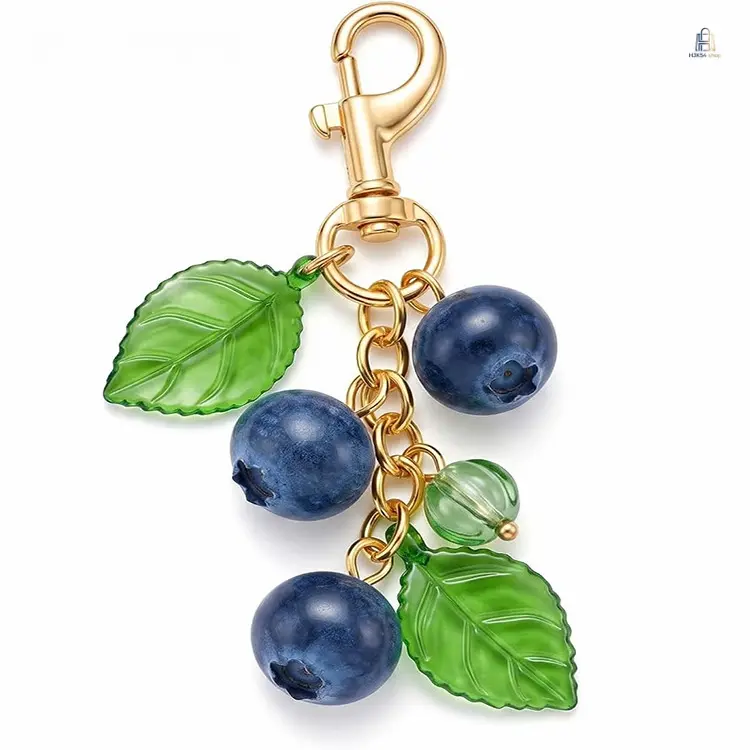Summer New Blueberry Shaped Keychains Cute Bag Charms Delicate Car Key Pendant Lightweight Vivid Portable Daily Backpack Auto Key Decor Fashion Hanging Accessories