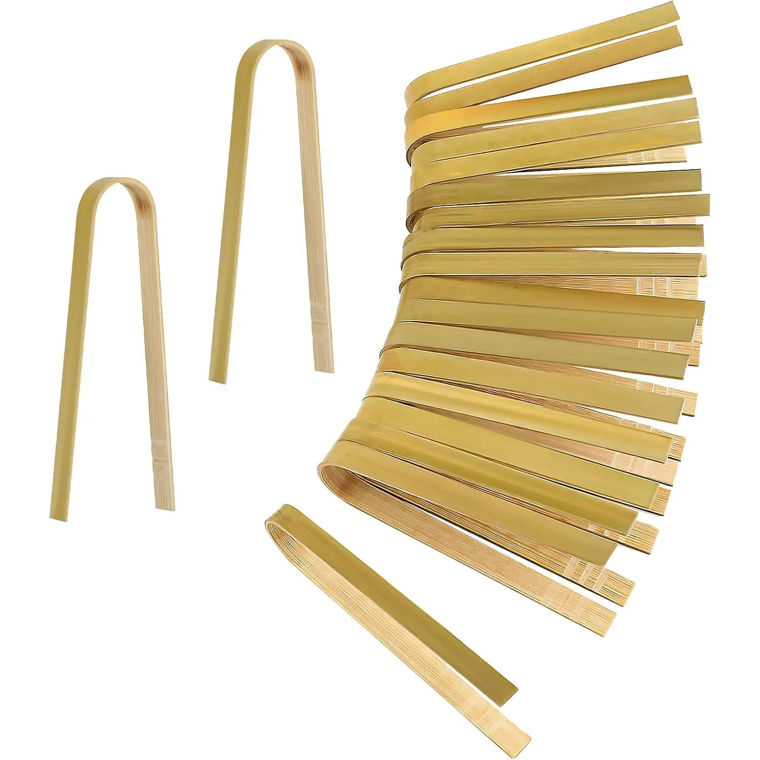 20 count Wooden Disposable Cooking Utensils Mini Wooden Tongs  Toast Tongs for Charcuterie Cooking