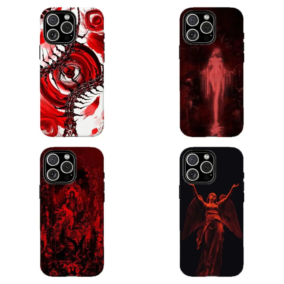 Red Black Gothic Angel Occult Eye Dark Grunge Long-Lasting Protective Phone Case, Alt Weirdcore Dark Religious Moody Aesthetic , For iPhone 11 12 13 14 15 16 17 Pro Max For Samsung S26 S25 S24 S23 S22-Gift For Her/Him/Anime lovers