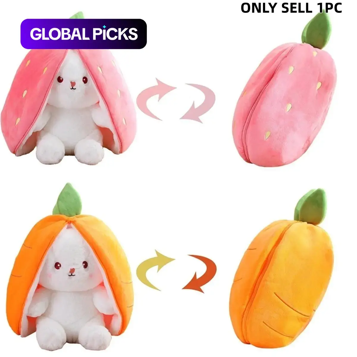 18cm/7.08in Bunny Plush Toy, Soft Stuffed Animal, Cosplay Strawberry Carrot Rabbit Pillow Toy, Kawaii Stuffed Animal Bunny Toy for Valentine's Day and Easter Gifts, Huggable Stuffed Animal #GLOBAL PICKS
