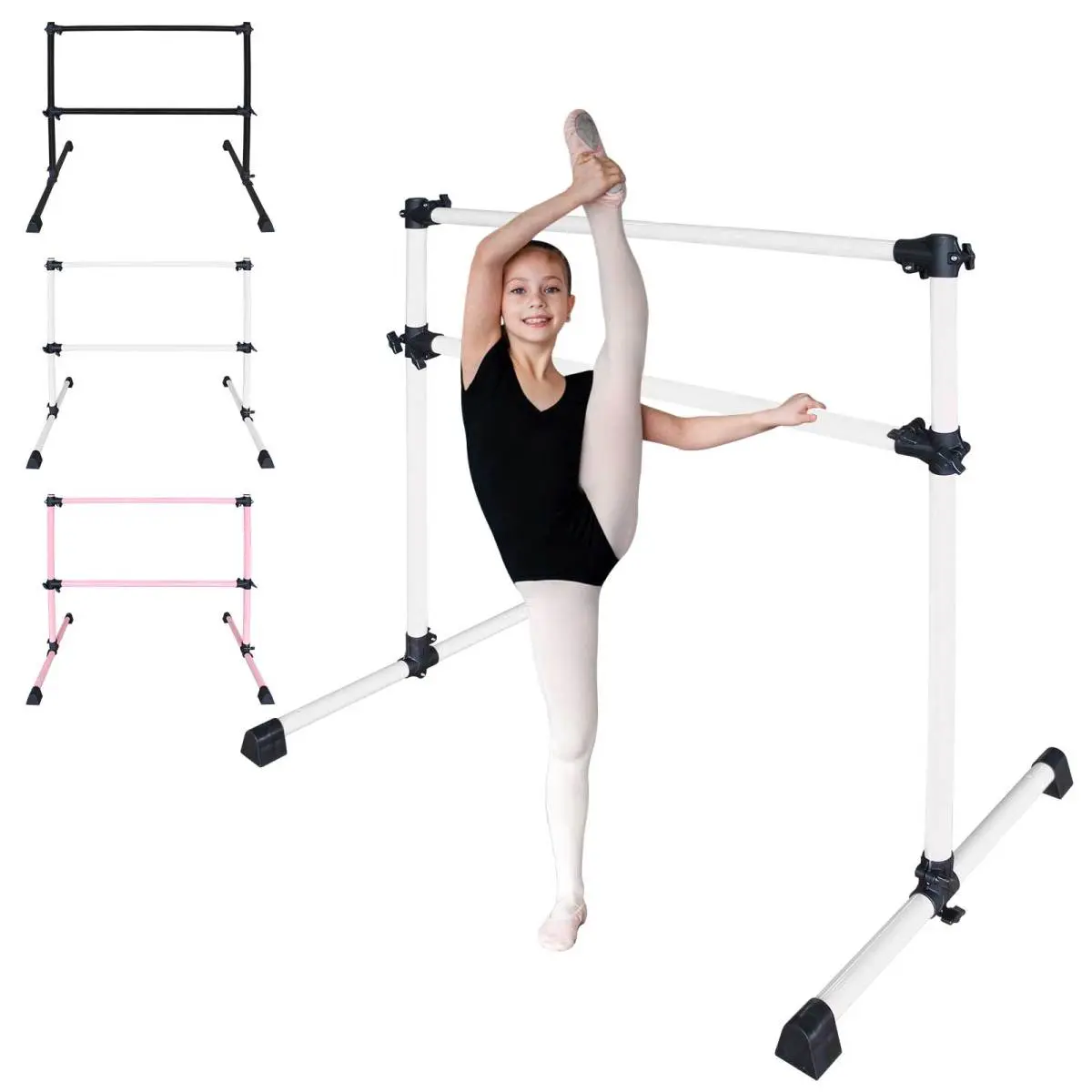 Aobtkel4FT White Ballet Barre With Adjustable Range Of 6.7-46 Inches For Dance Practice