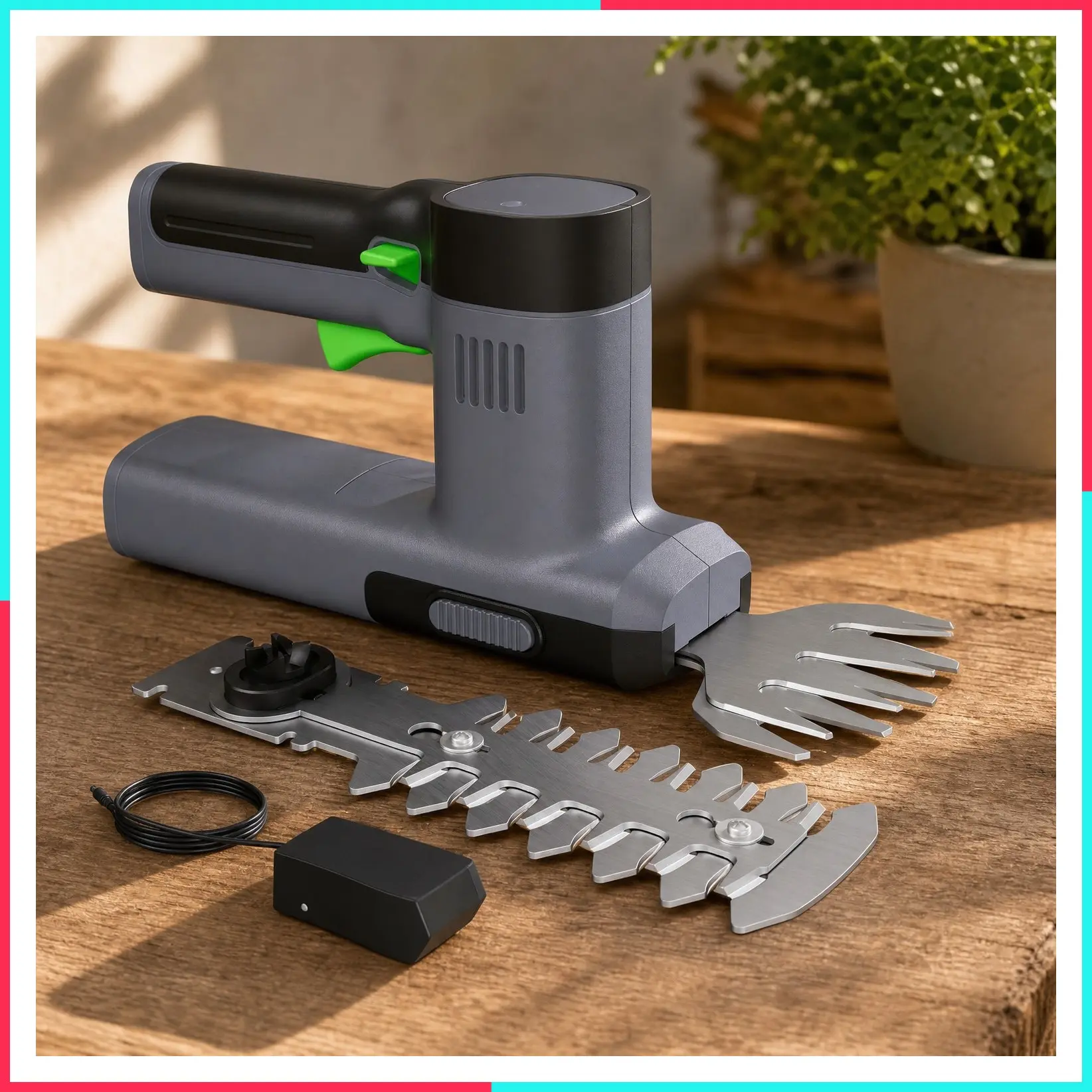 12V Mini Cordless Grass Shear & Hedge Trimmer, 2-in-1 Handheld Electric Shrub Trimmer/Bush Cutter, Battery & Charger Included