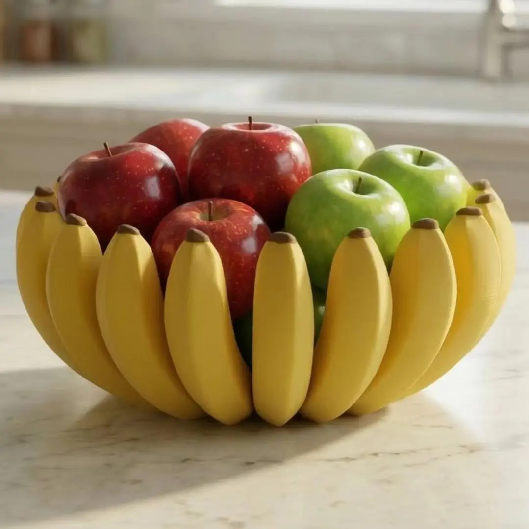 3D Printed Banana Theme Fruit Candy Tray, Modern Dessert Stand, Dessert Serving Trays for Kitchen Counter or Desk, Office Snack Decorative Plate, Plastic Dessert Dish