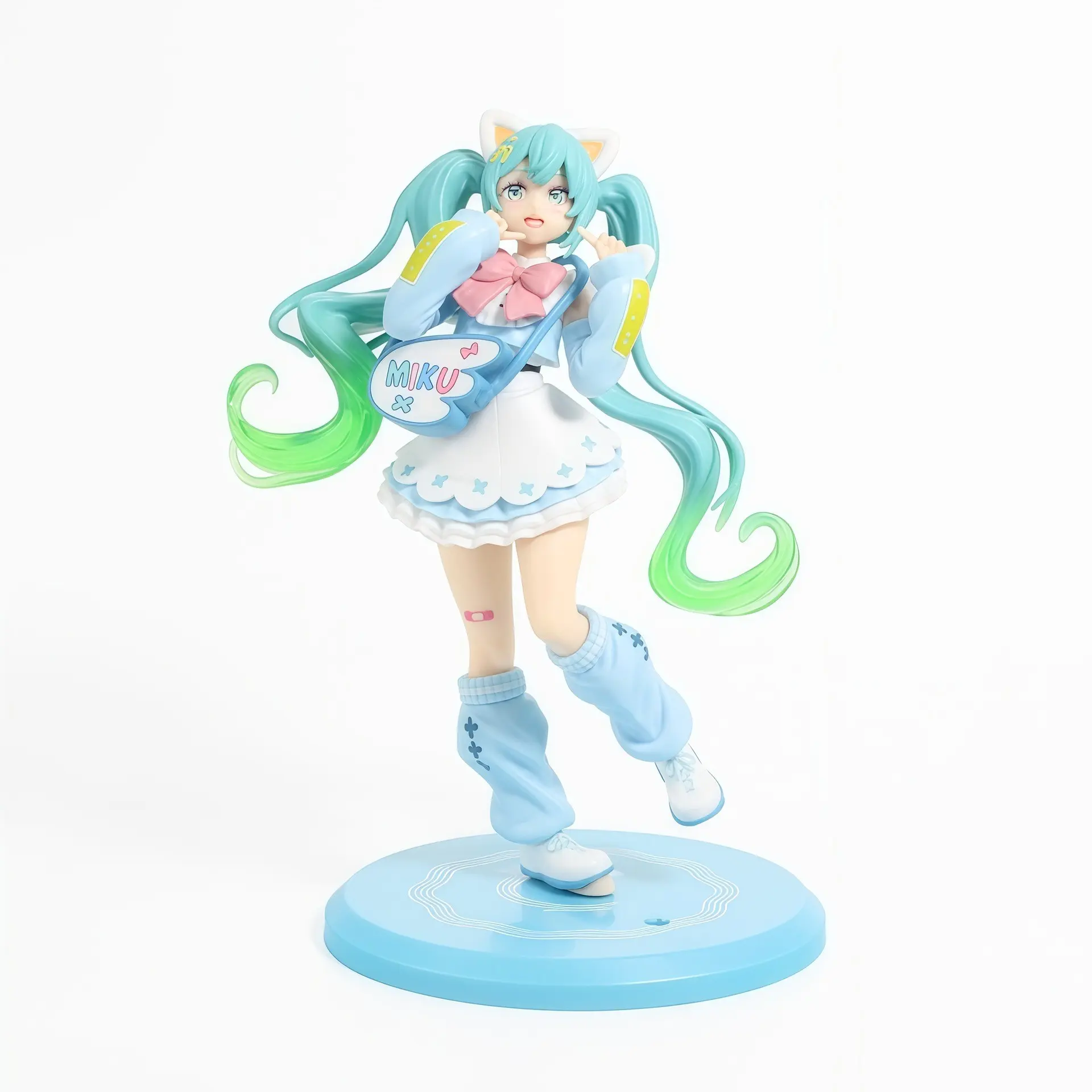 7.38 Inch Cat Ear Hatsune Miku Figure, Cute Loli Dress Statue, Backpack Design, Collectible Model, Anime Fan Desk Decor Gift, PVC Figures
