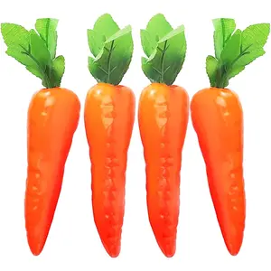 4 Pcs Artificial Fake Lifelike Simulation Plastic Carrot Faux Vegetable Decor for Home Kitchen Party Decoration
