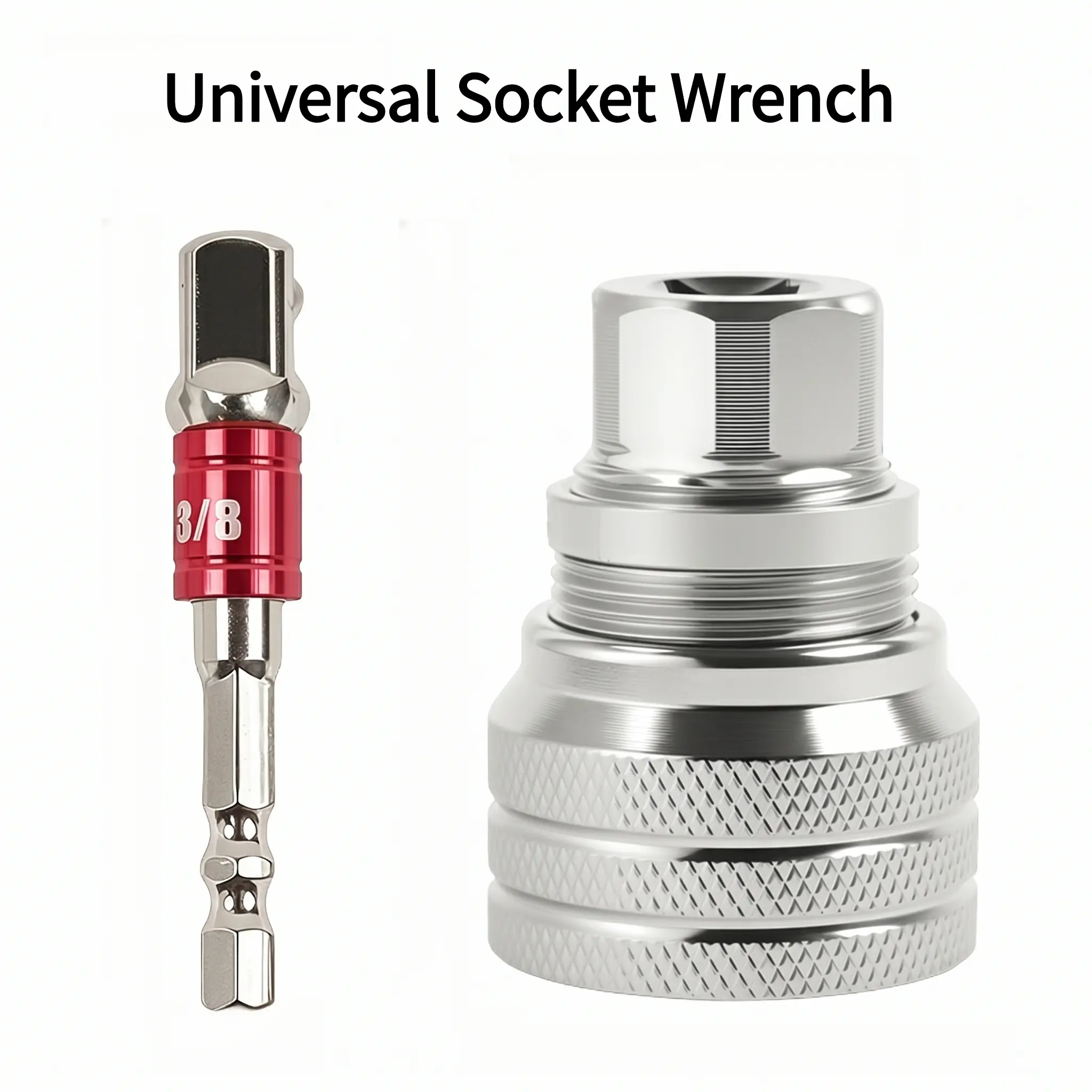 Multi-Function Universal Socket Wrench Tool - Universal Maintenance Tool, Adjustable Universal Socket Wrench, Universal Socket Tool for 3/8" Drive Ratchet Torque Wrench & Power Drill (Connecting rod random color) -YY1