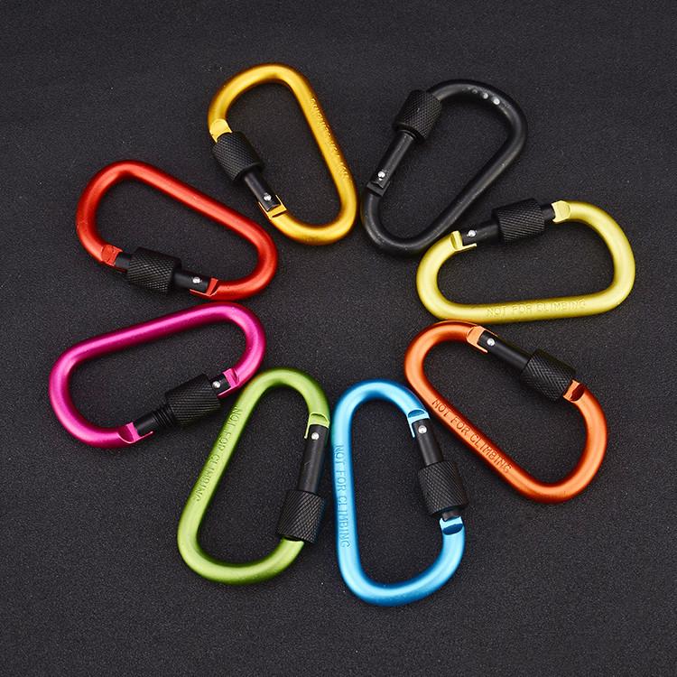 Outdoor Climbing Carabiner Hook Quick-Release D-Type Lockable Aluminum Alloy Extra Strong Durable Nut Keychain Backpack Water Bottle Clip 20 Load Capacity 80mm Length Outdoor Climbing Carabiner Hook Quick-Release D-Type Lockable Aluminum Alloy Extra Strong Durable Nut Keychain Backpack Water Bottle Clip 20 Load Capacity 80mm Length