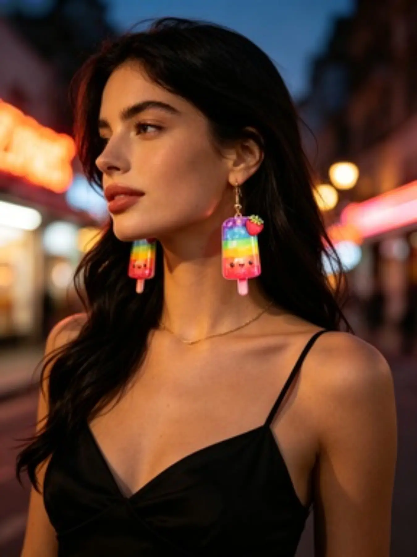Rainbow Popsicle Drop Earrings, Ice Cream Earrings, Kawaii Lightweight, Perfect for Everyday Wear, Cute Strawberry Design
