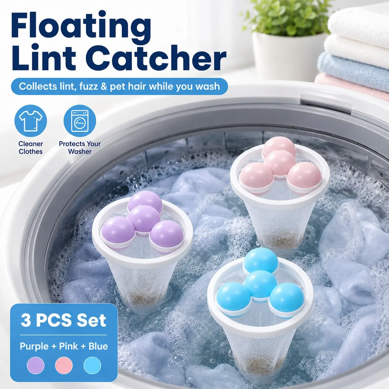 Washing Machine Floating Filter Net, Automatic Hair Removal Mesh Bag, Pet Household Essential, No Installation Universal Filter, Various Laundry Needs