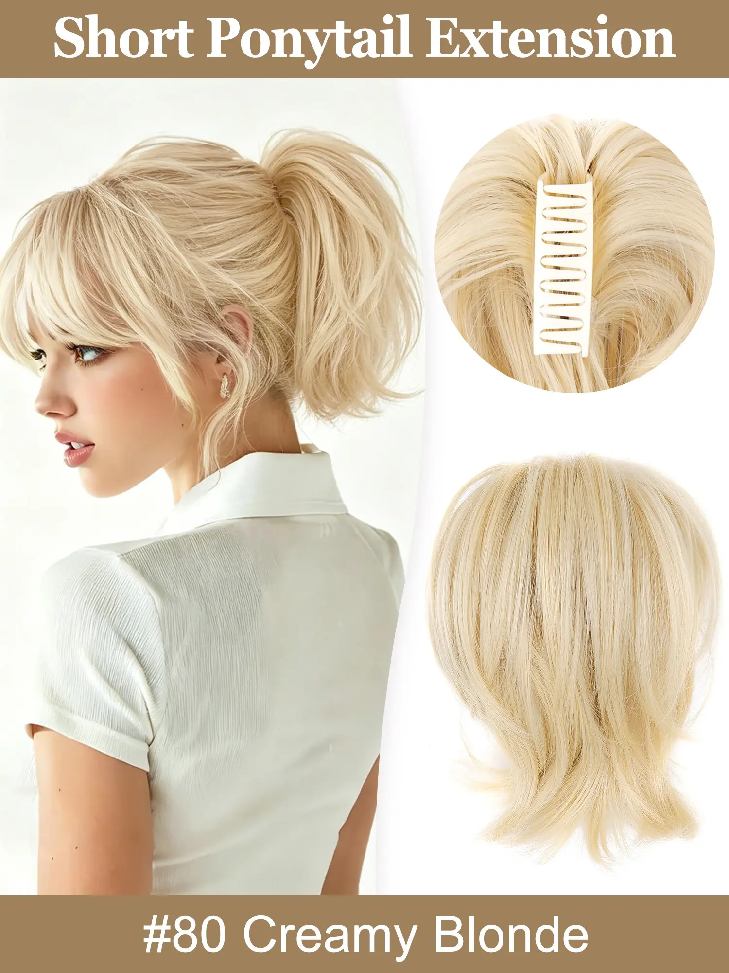 SoyHair Claw Clip Short Ponytail Extension DIY Bendable Wires Hair Bun Fluffy Fake Hair Piece Straight Synthetic Hair Ponytail Extensions for Wonen - Black Brown