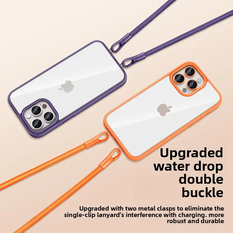 Adjustable Cell Phone Lanyard - Crossbody/Neck Wear, Dual Fasteners, Detachable Clips, Metal+Polyest Unisex Accessory for Daily Outdoor Use, Multi-Scenario Hanging Rope for Cell Phones