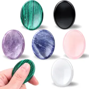 6PCS Thumb Worry Stone for Anxiety Healing Crystals Sets, Hand Carved Crystals and Healing Stones, Meditation Crystal Reiki Natural Relax Palm Stone for Anxiety Therapy Relieffidget toys
