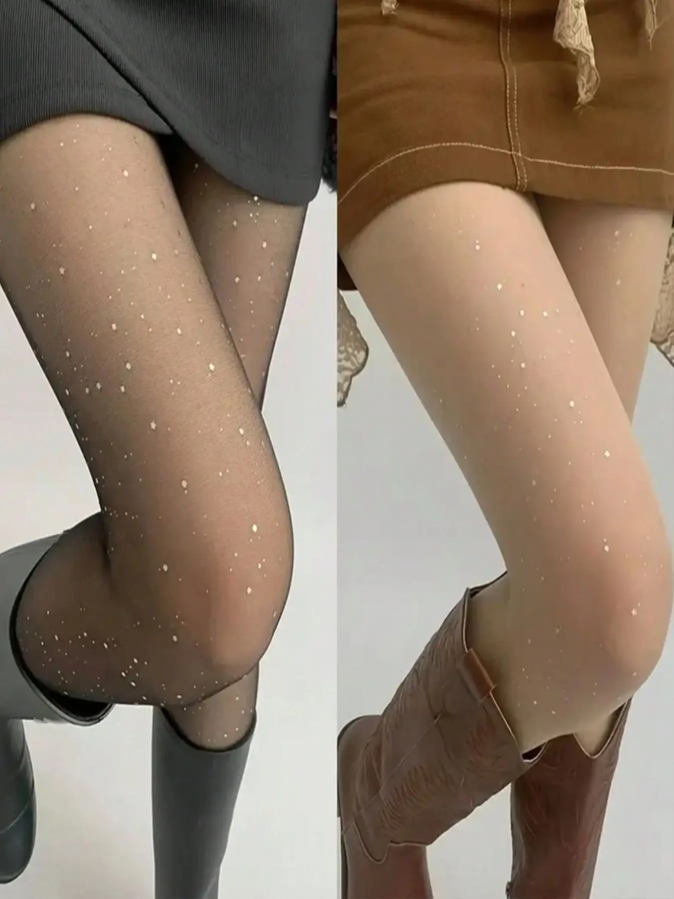 2 Pairs Women's Sexy Pantyhose, Spring Summer Thin Style, Glittering Sequins Decoration, Ideal for Daily Wear, Office, Dates, Meetings