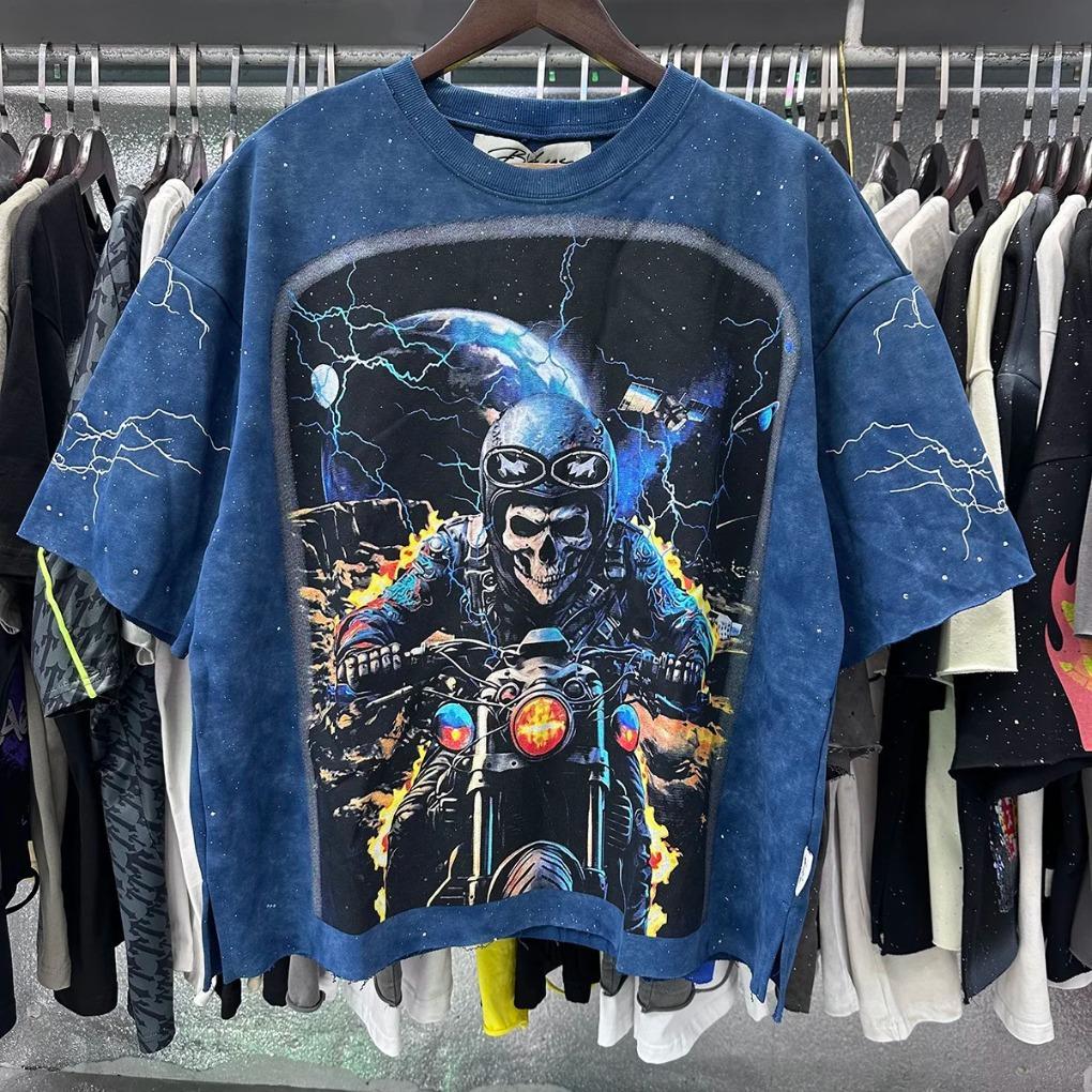 Rhinestone Logo Bling graffiti letter print T Shirt Men Women Grey wash loose casual Tees Fashion Harajuku Shinning Diamond Tops