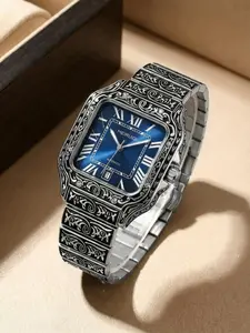 Men's Business Fashion Square Dial Mechanical Watch, Casual Stainless Steel Band, Waterproof, Gift Box, Birthday Present, All Seasons