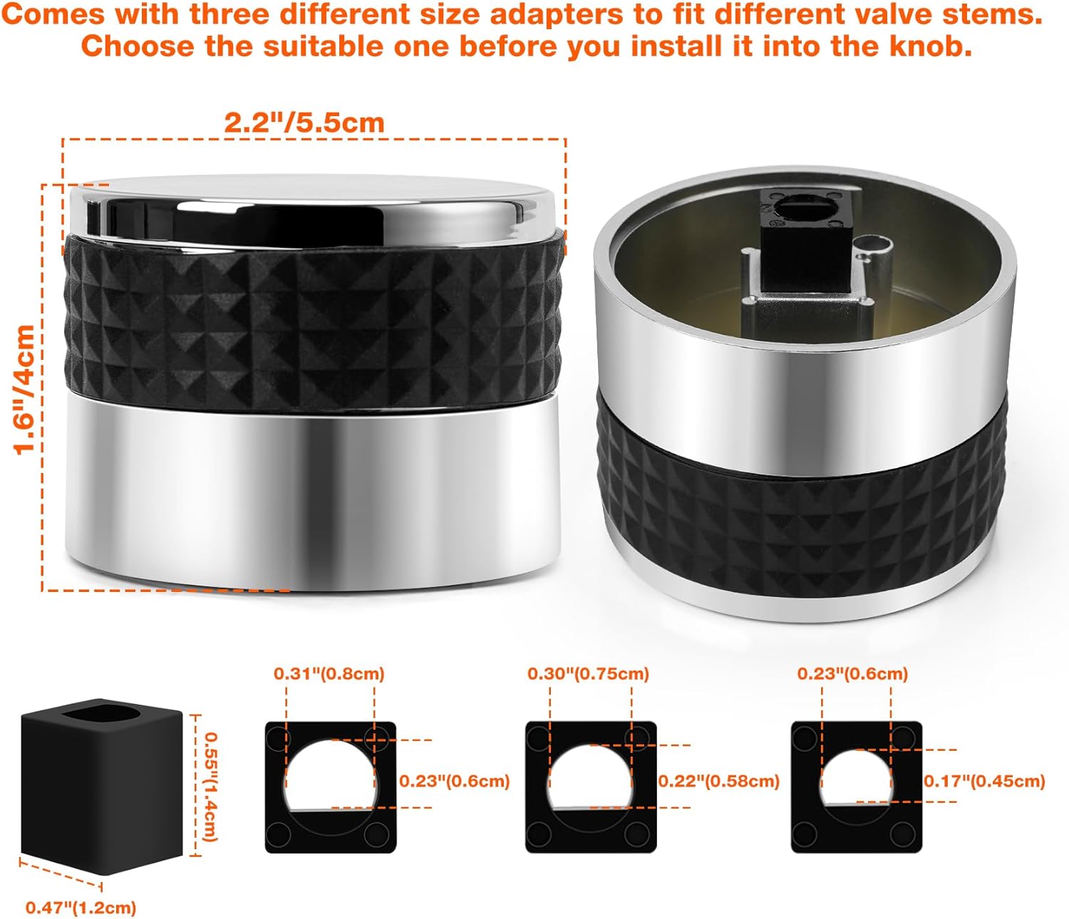 Only fire 4 count Gas Grill Control Knobs, Chrome Plated Plastic Burner Knobs Replacement with D Shaped Valve Stem Fit for BBQ Gas Grills