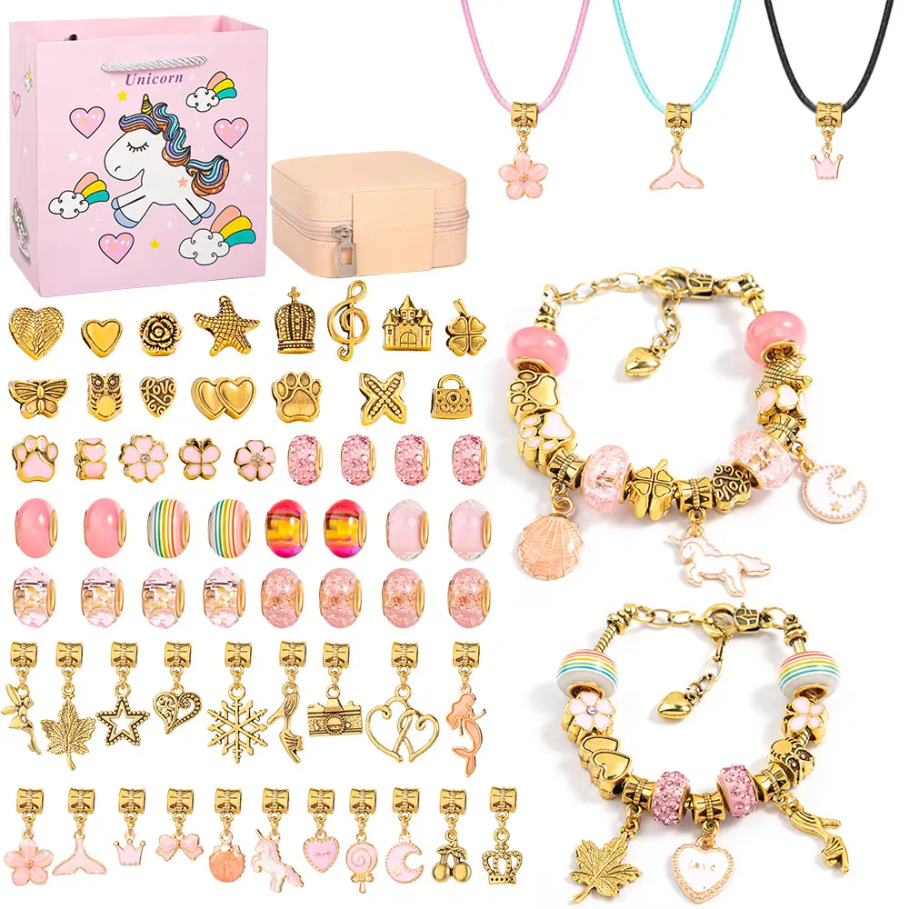 Girls' Beaded Handmade DIY Girlset, Hot-Selling Children's Bracelet Set, Princess Fashion Costume Jewelry Accessory