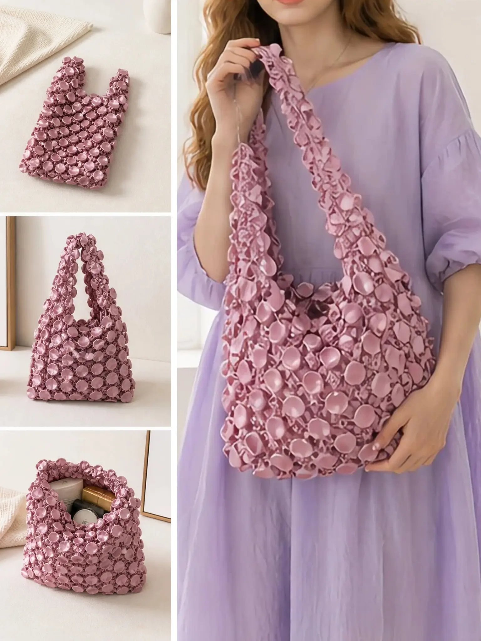 Magic Stretch Bubble Bag, Adjustable Wrinkle Handbag, Women's Inner Pouch, Hedgehog Bag, Mochi Bag, Pineapple Bag, Fashion Accessory